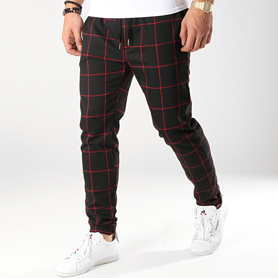 Chino Φόρμα OEM Chessred Mαυρό καρό skinny fit