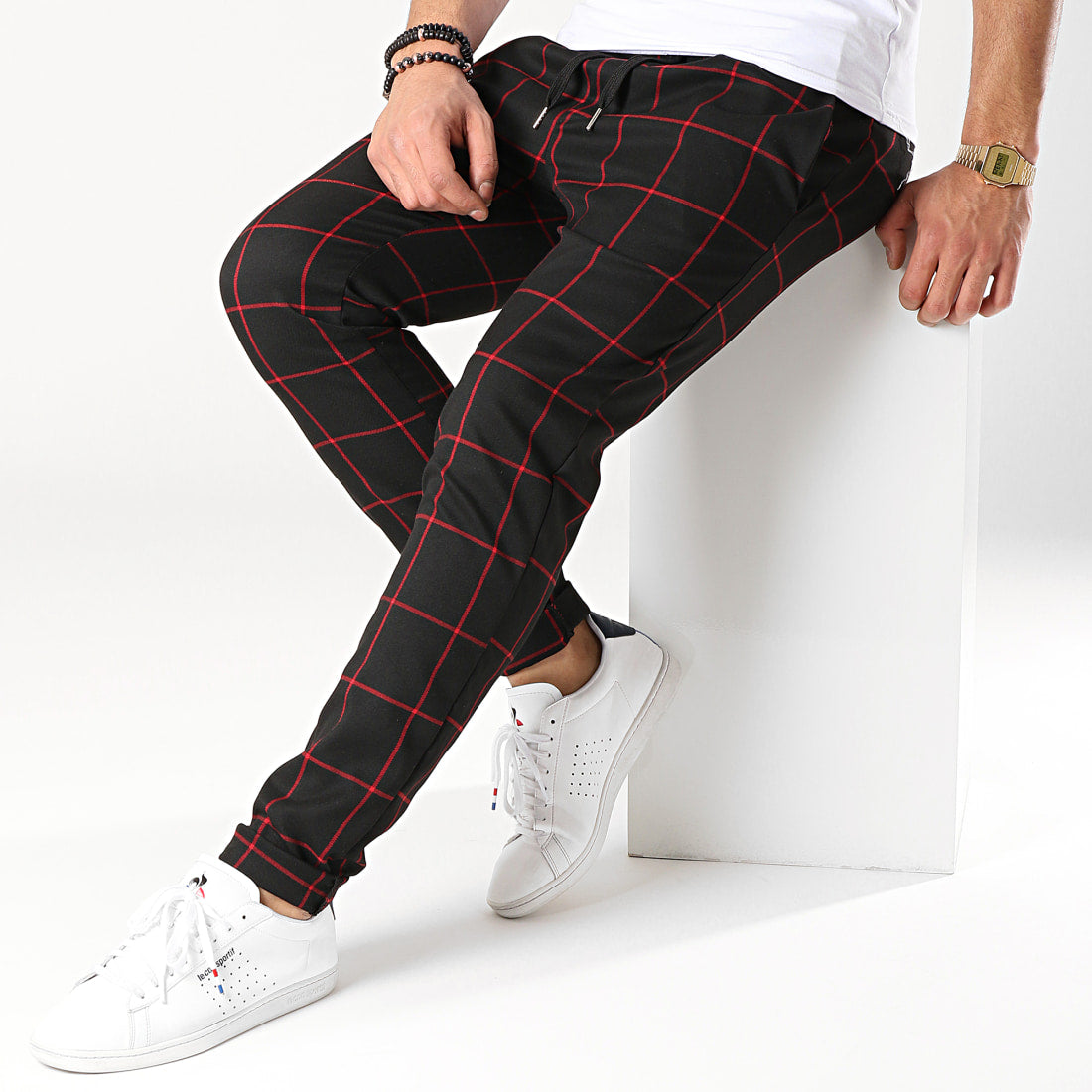 Chino Φόρμα OEM Chessred Mαυρό καρό skinny fit