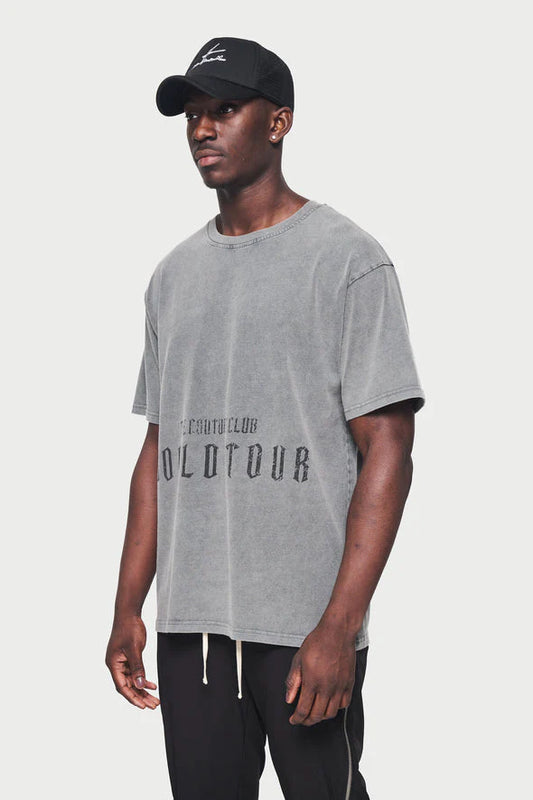 The Couture Club   Flaming Heart World Tour Graphic T-Shirt - ACIDWASH