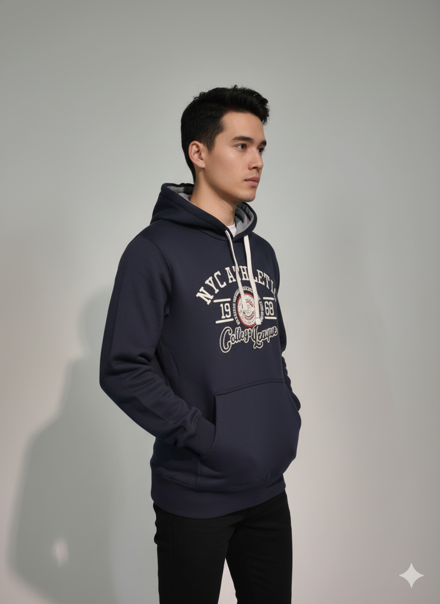 Finest cotton Ανδρικό Φούτερ Μπλε Σκούρο JX-7707-B