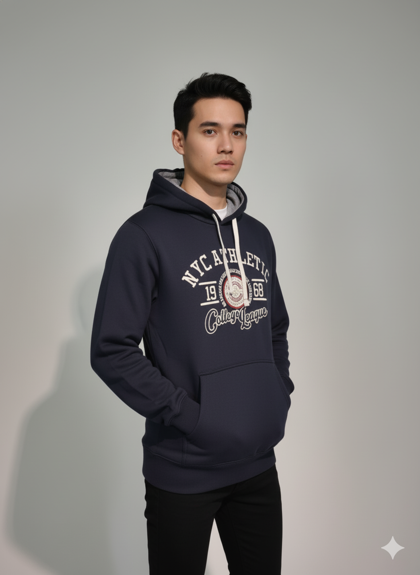 Finest cotton Ανδρικό Φούτερ Μπλε Σκούρο JX-7707-B