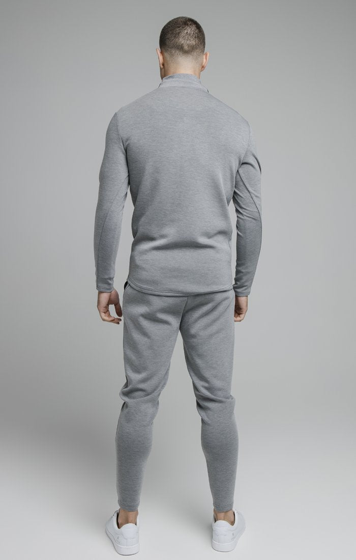 SikSilk L/S Quarter Zip Sport Top - Grey Marl SS-18737