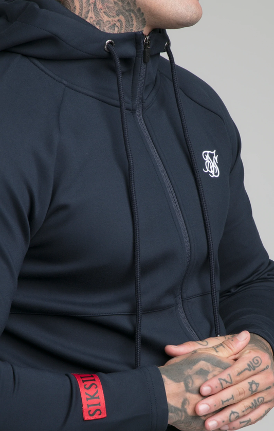 SikSilk Navy Exhibit Zip Through Hoodie SS-18814