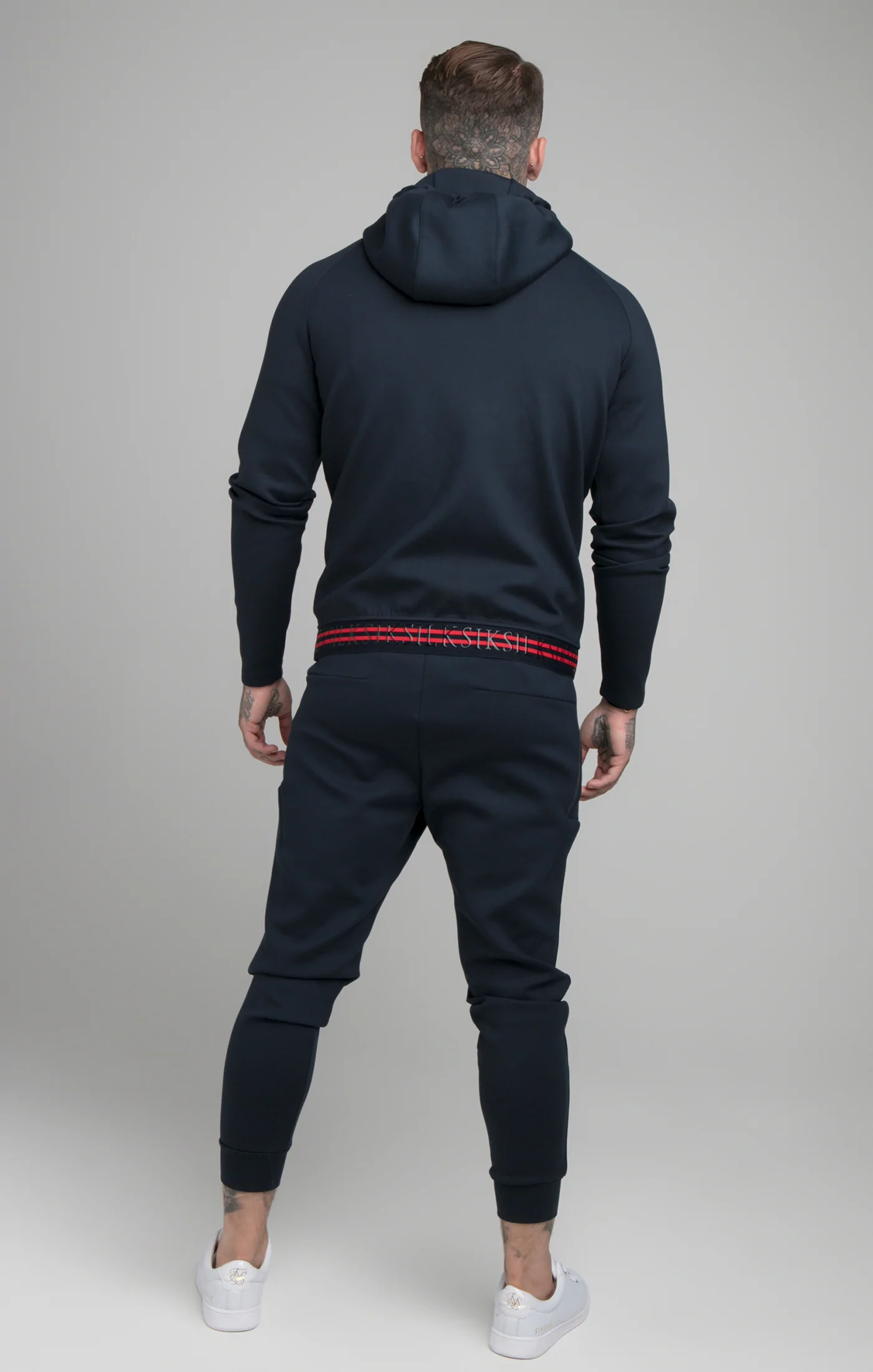 SikSilk Navy Exhibit Zip Through Hoodie SS-18814