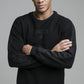 SikSilk L/S Loop Back Embroidered Sweater - Black
