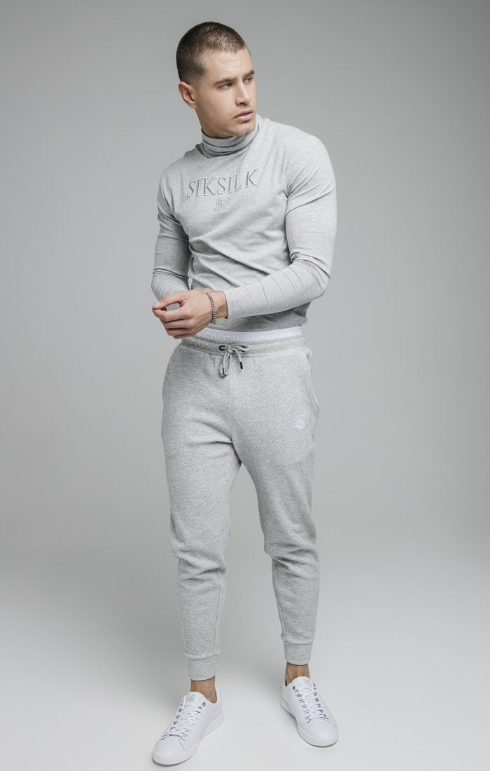 SikSilk L/S Turtle Neck Gym  - Grey Marl SS-19509