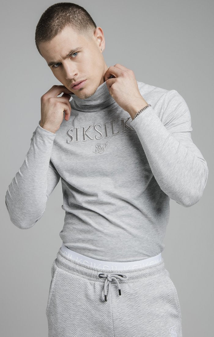 SikSilk L/S Turtle Neck Gym  - Grey Marl SS-19509
