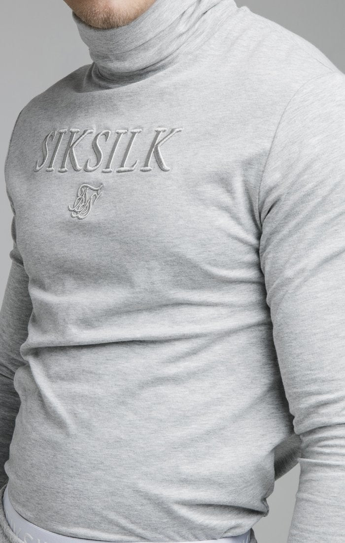 SikSilk L/S Turtle Neck Gym  - Grey Marl SS-19509