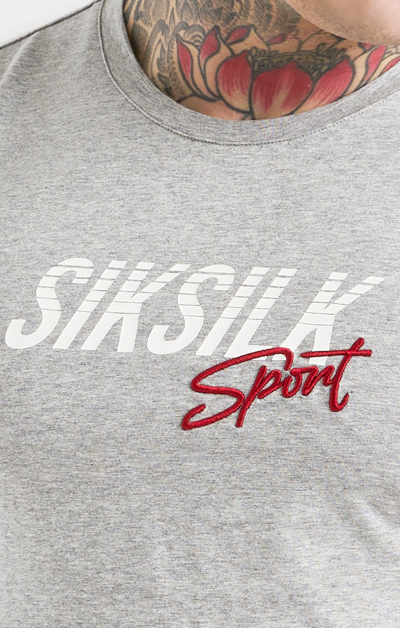 SikSilk Grey Marl Sports Muscle Fit T-Shirt SS-20113