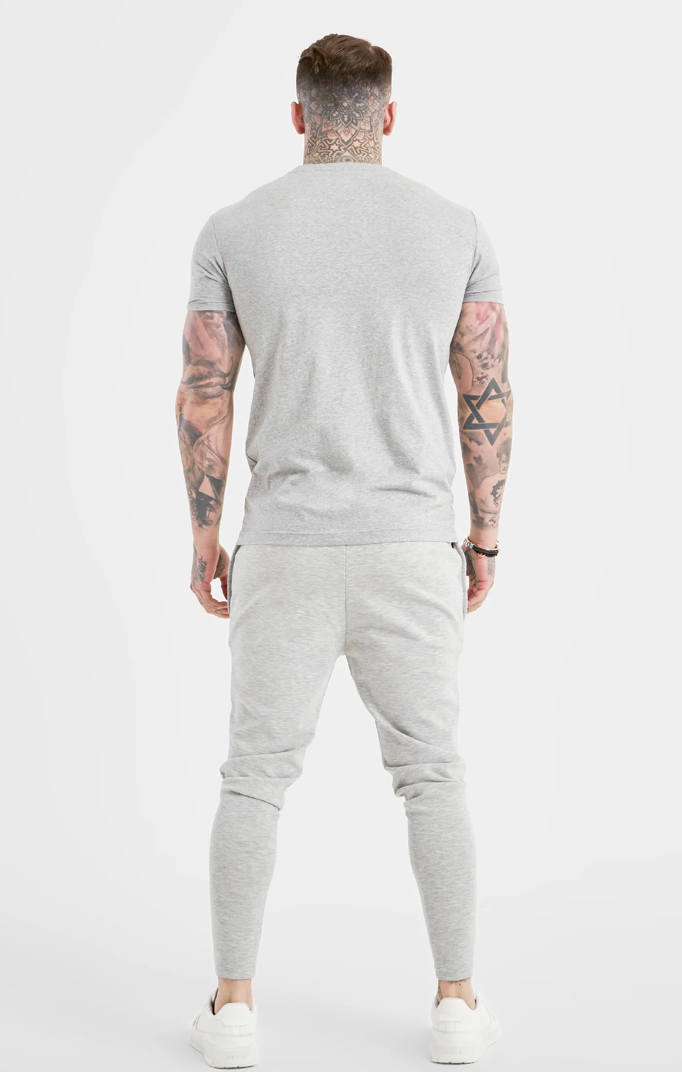 SikSilk Grey Marl Sports Muscle Fit T-Shirt SS-20113