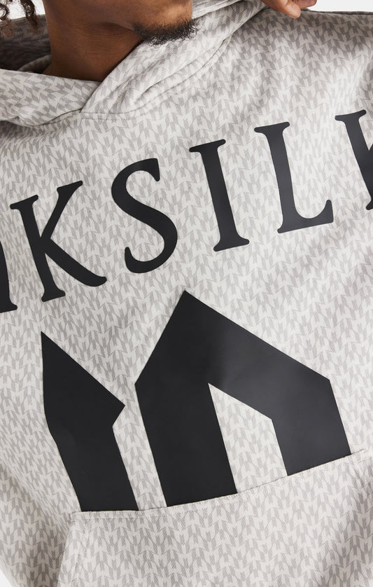 Messi X SikSilk Monogram Print Oversized Hoodie - Grey SS-21001