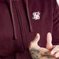 SikSilk Burgundy Essential Zip Through Funnel Neck Hoodie SS-21188