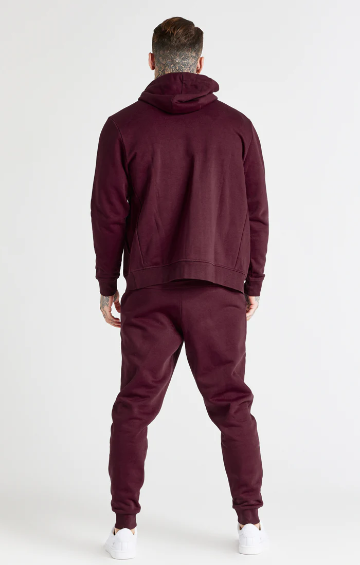 SikSilk Burgundy Essential Zip Through Funnel Neck Hoodie SS-21188