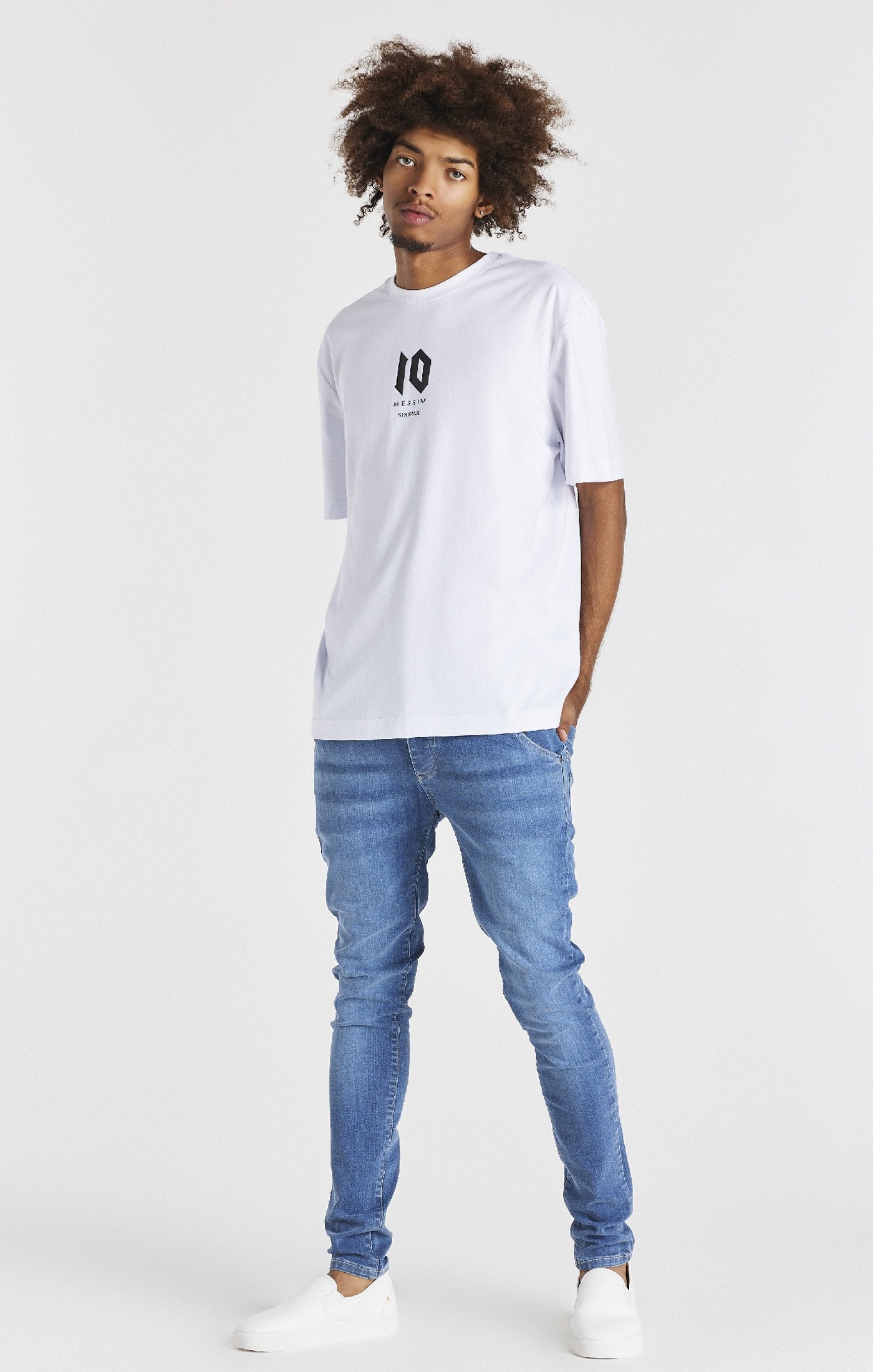 Messi X SikSilk Oversized Logo Tee - White SS-21332