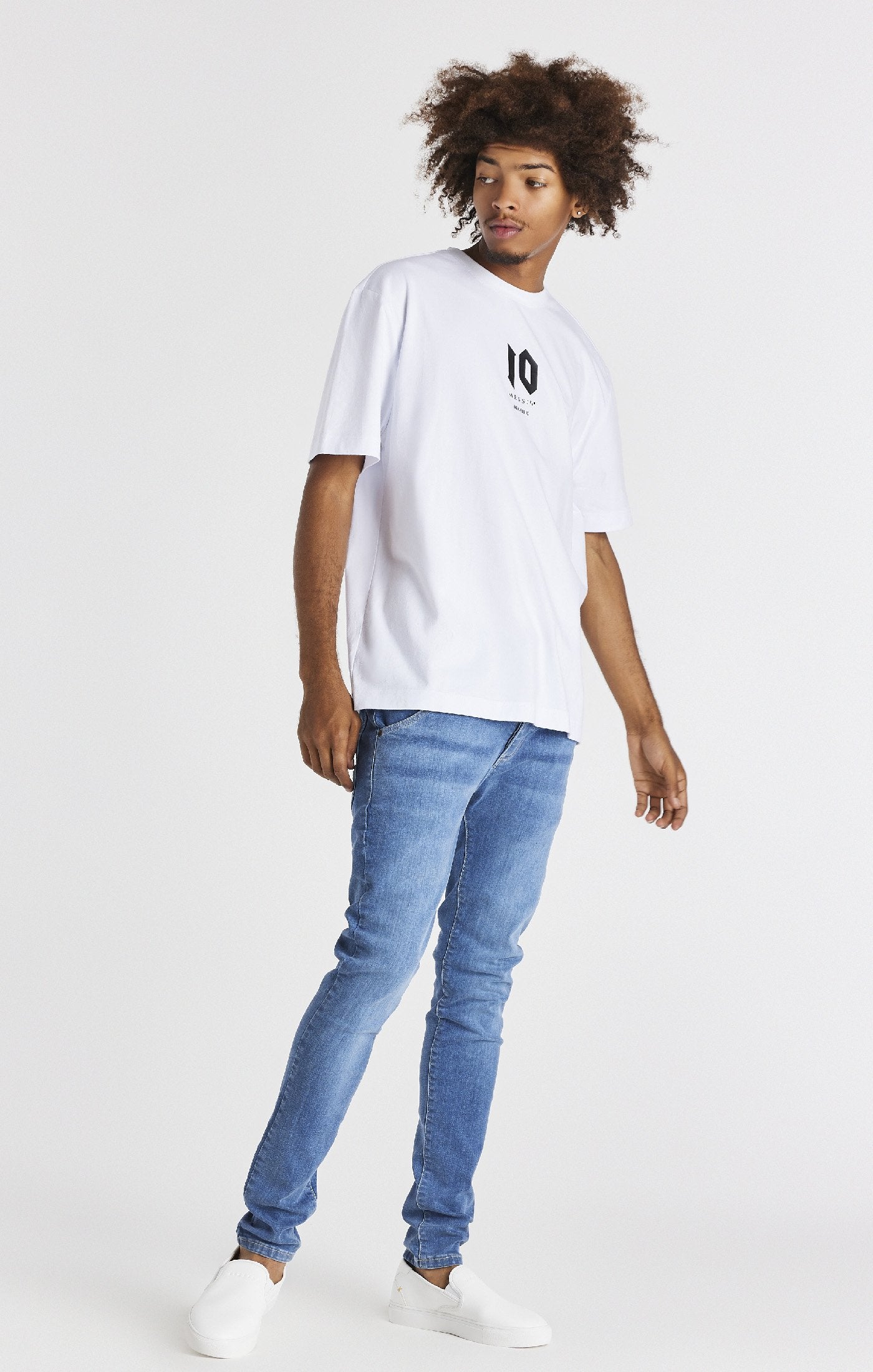 Messi X SikSilk Oversized Logo Tee - White SS-21332