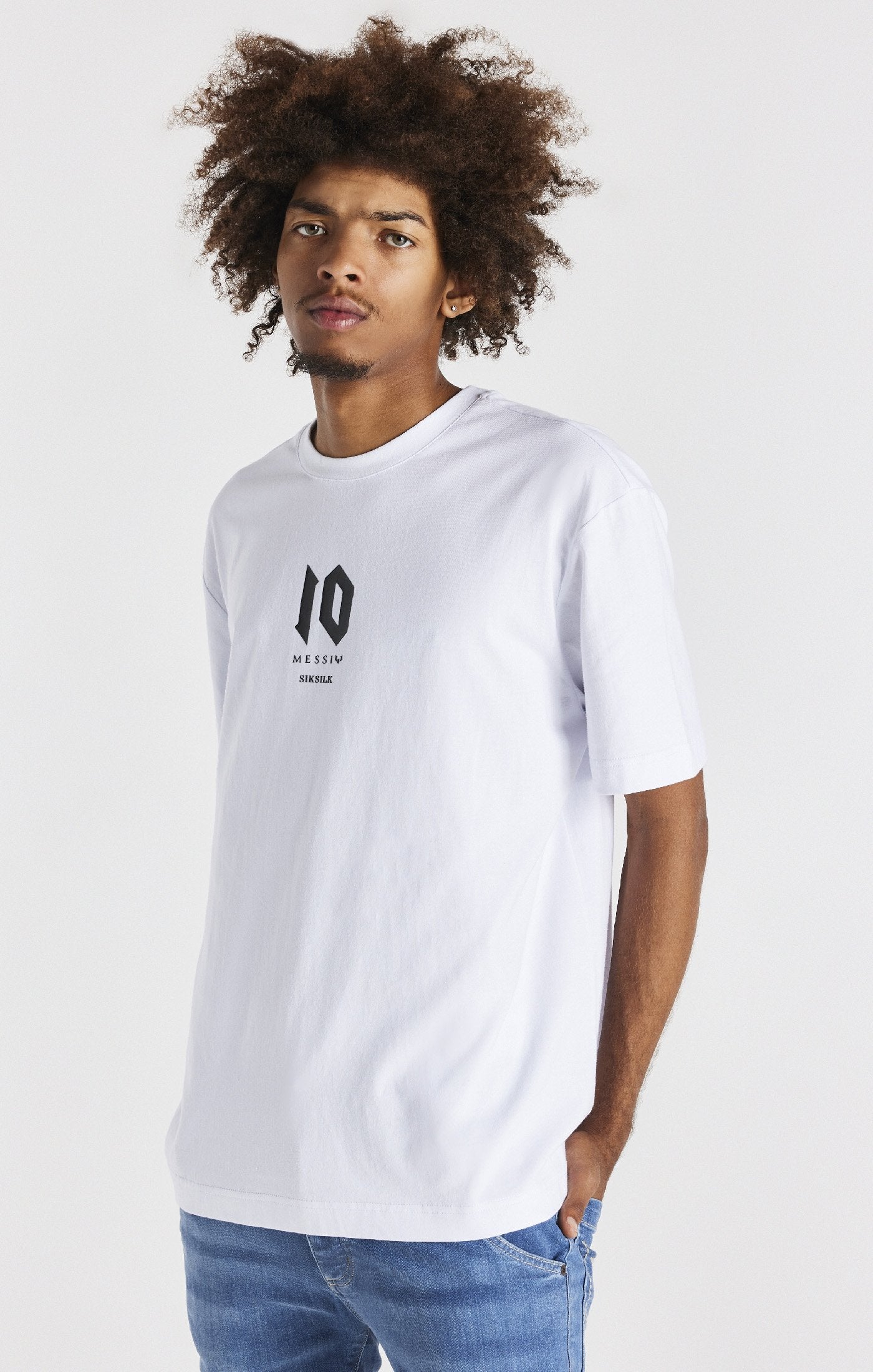 Messi X SikSilk Oversized Logo Tee - White SS-21332