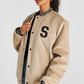SikSilk Ecru Anniversary Varsity Jacket SS-22467