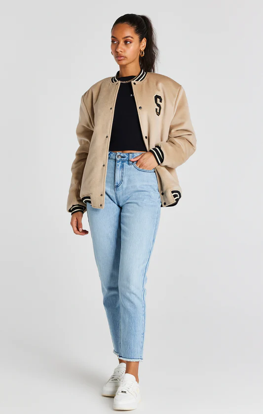 SikSilk Ecru Anniversary Varsity Jacket SS-22467