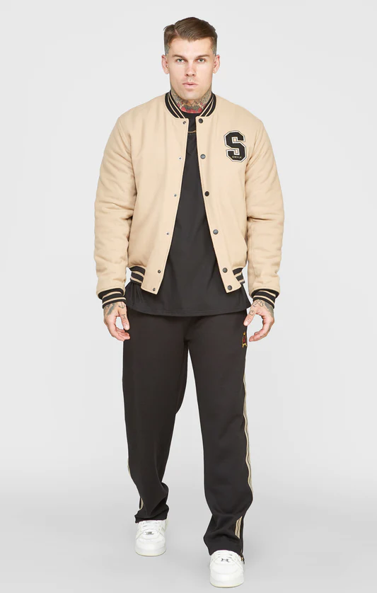 SikSilk Ecru Anniversary Varsity Jacket SS-22467
