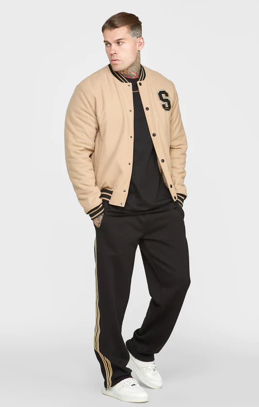 SikSilk Ecru Anniversary Varsity Jacket SS-22467
