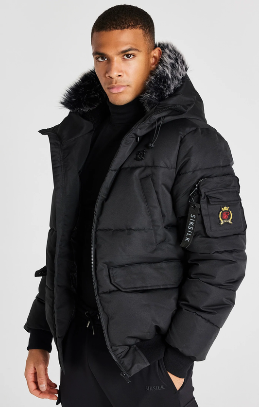 SikSilk Black Bomber Jacket SS-22510