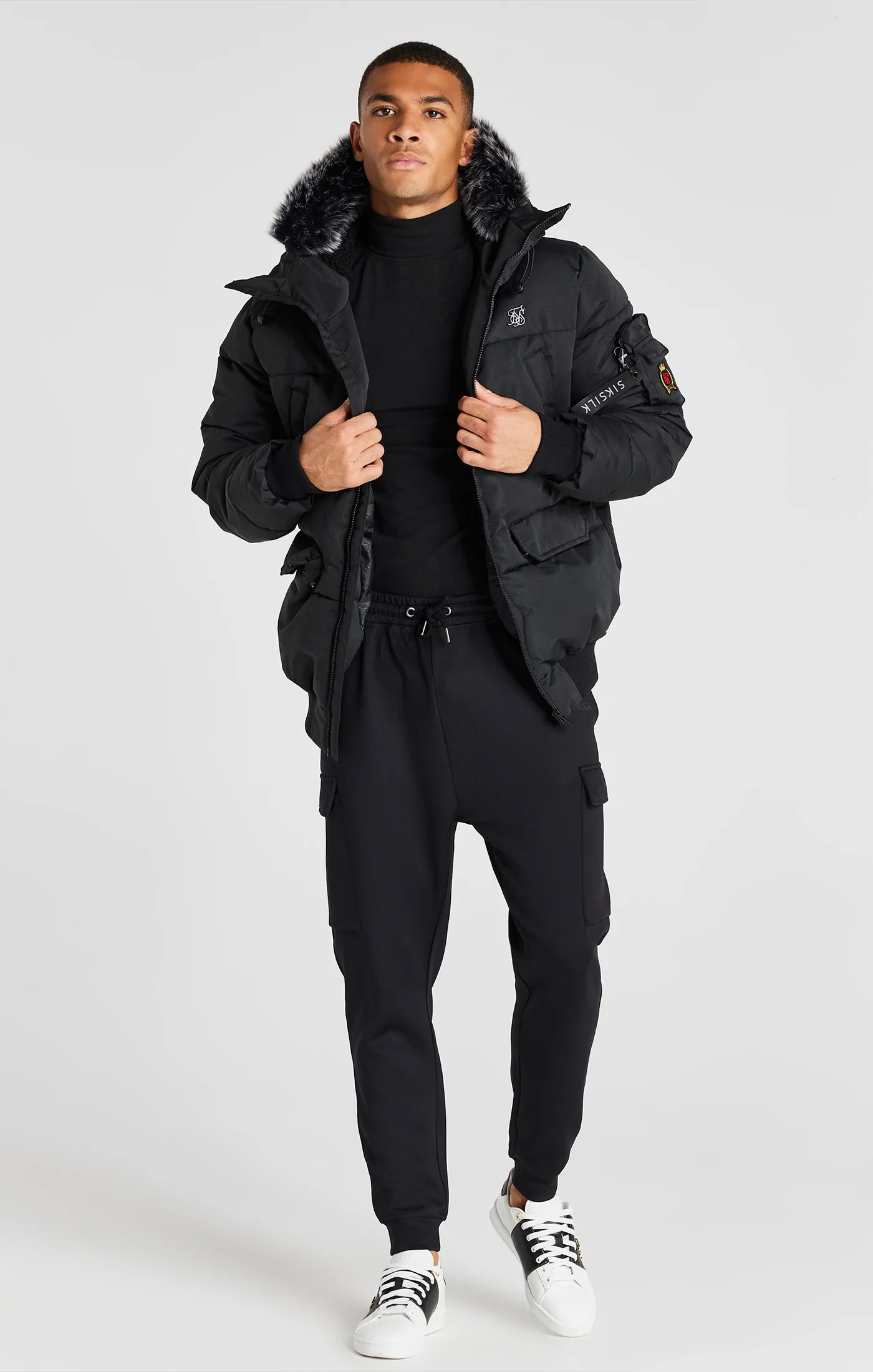 SikSilk Black Bomber Jacket SS-22510