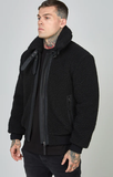 SikSilk Black Faux Fur Bomber Jacket