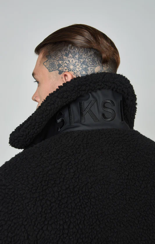 SikSilk Black Faux Fur Bomber Jacket