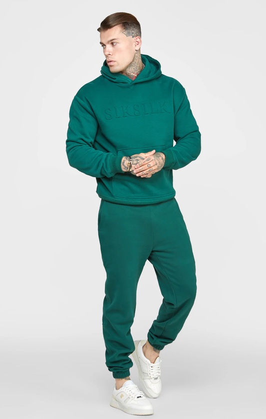 SikSilk Green Embossed Overhead Hoodie SS-22813
