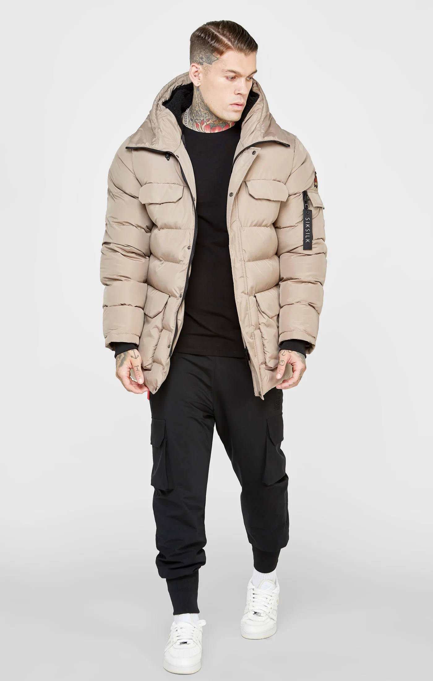 SikSilk Brown Parka Jacket SS-23475