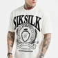 SikSilk Oversized Rhinestone Varsity T-Shirt - Ecru & Black SS-23522