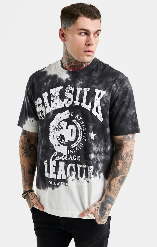 SikSilk Black Varsity Print Oversized T-Shirt SS-23587