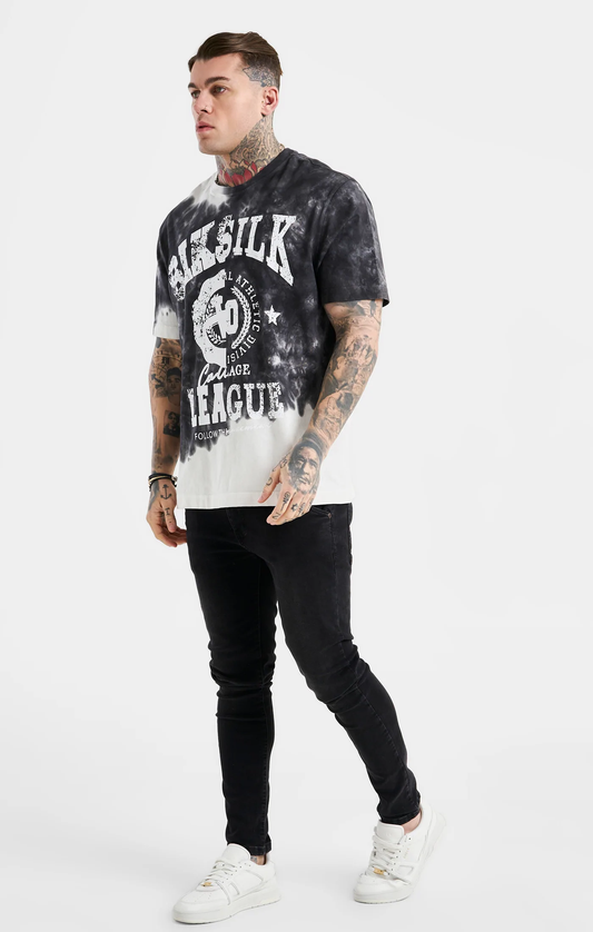 SikSilk Black Varsity Print Oversized T-Shirt SS-23587