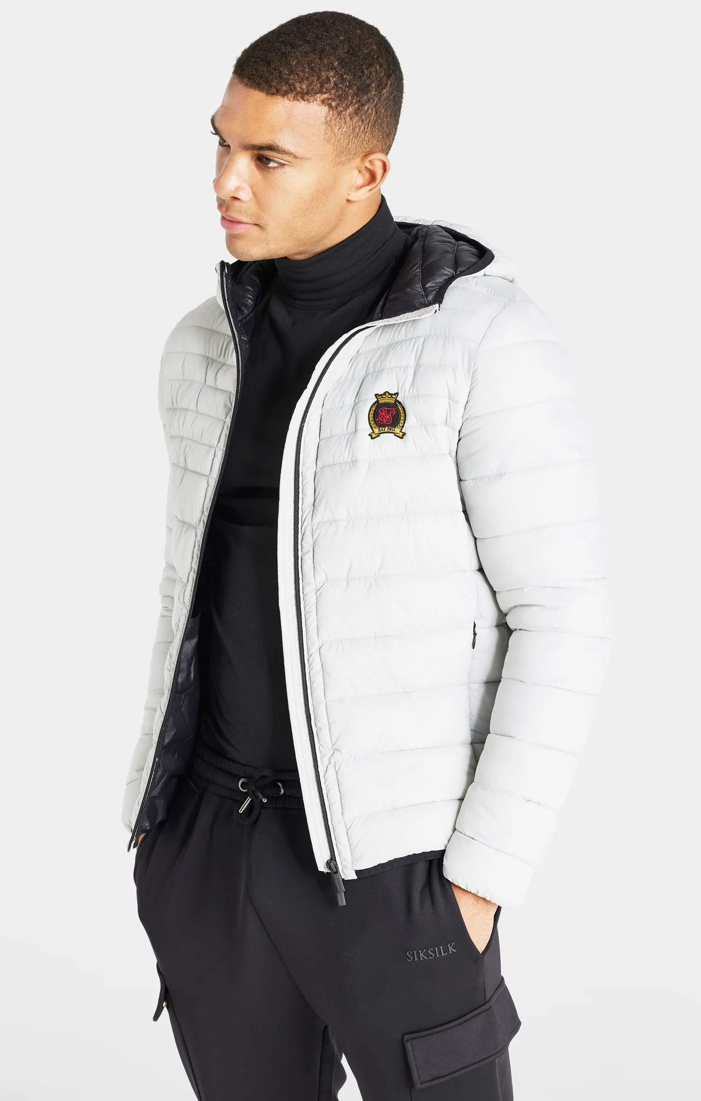 SikSilk Grey Packable Bubble Jacket - grey SS-23711