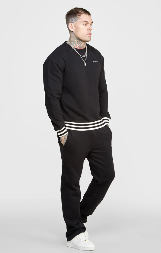 SikSilk Black Oversized Back Logo Sweat SS-24059