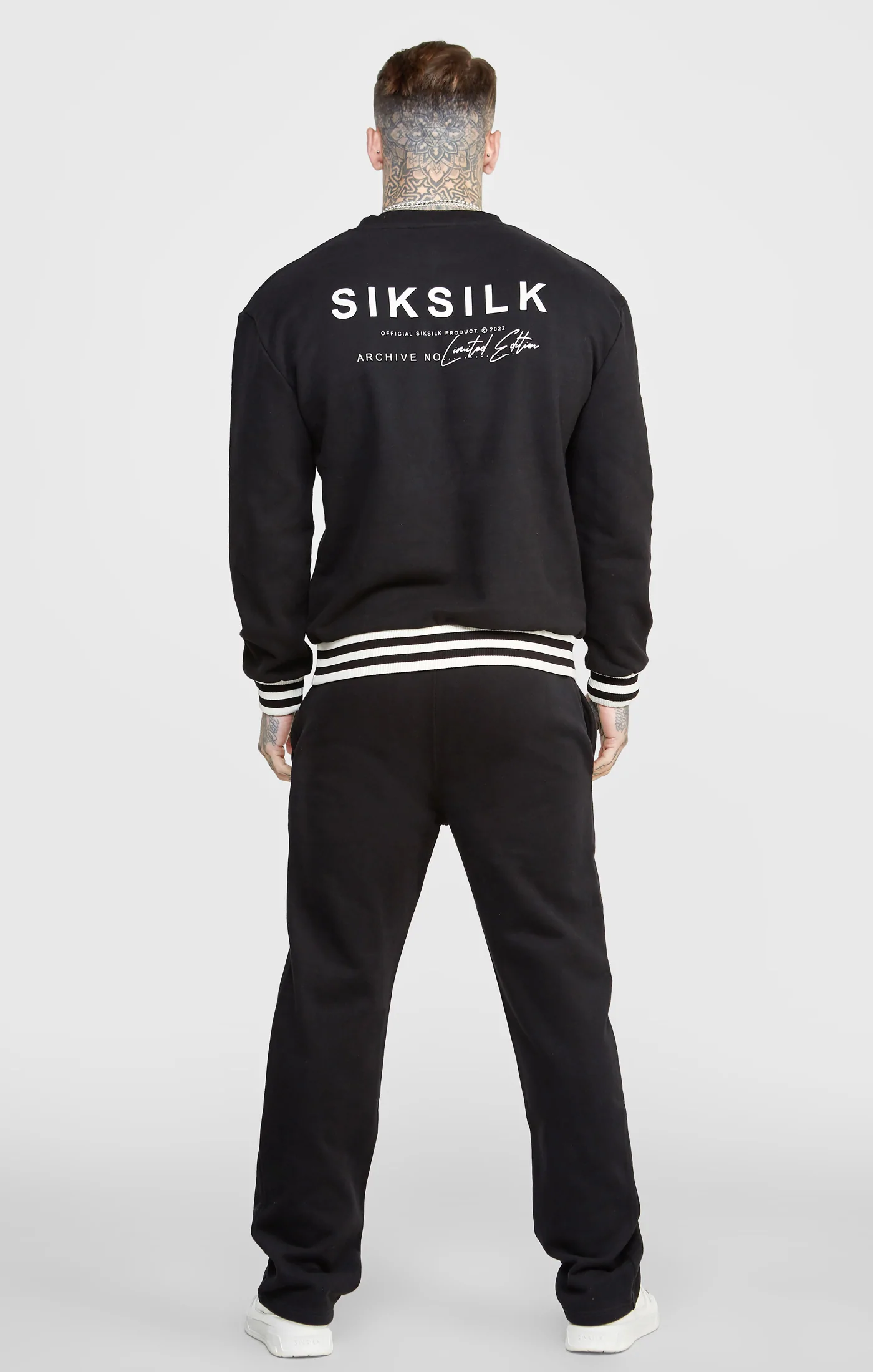 SikSilk Black Oversized Back Logo Sweat SS-24059