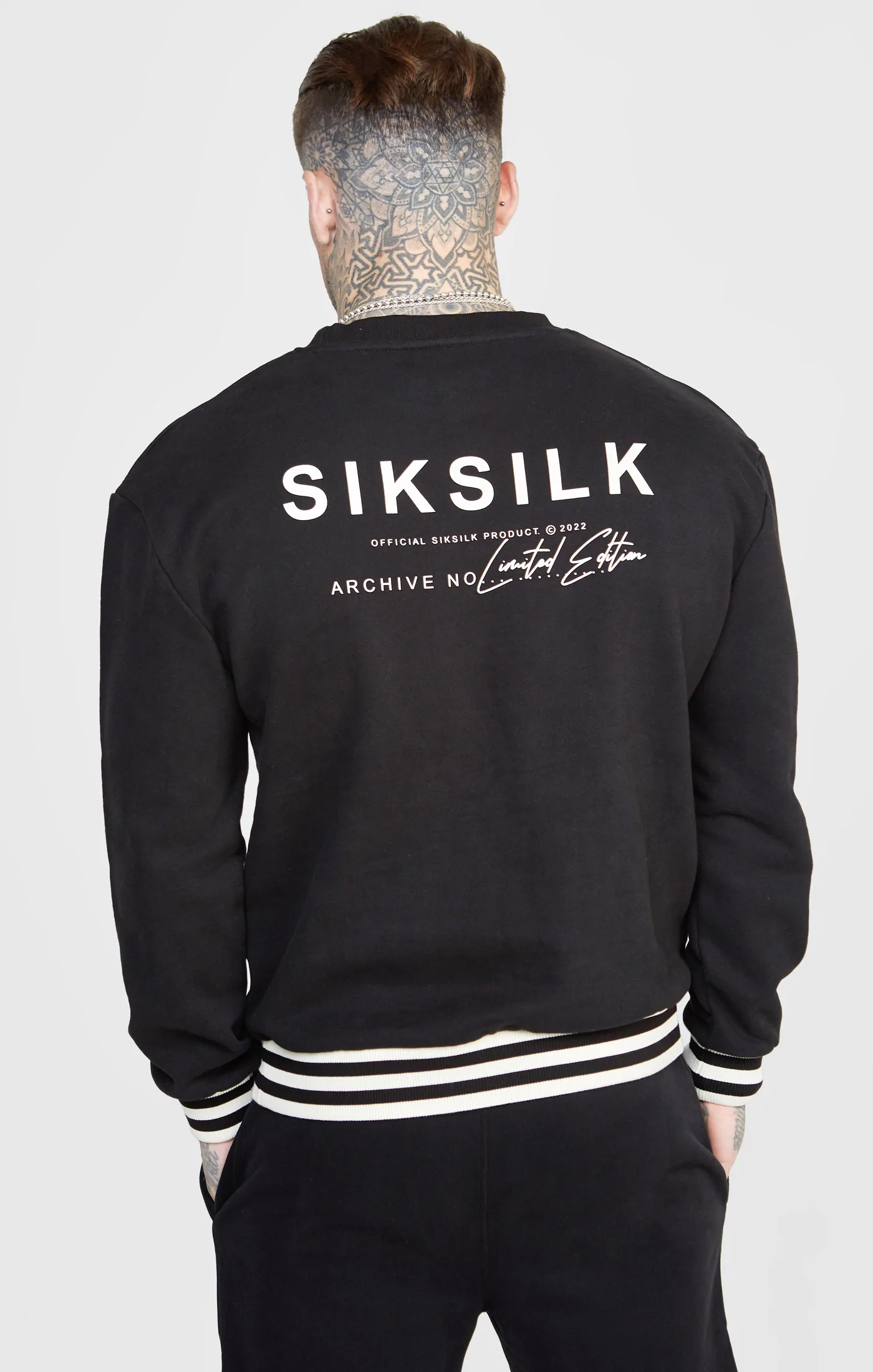 SikSilk Black Oversized Back Logo Sweat SS-24059
