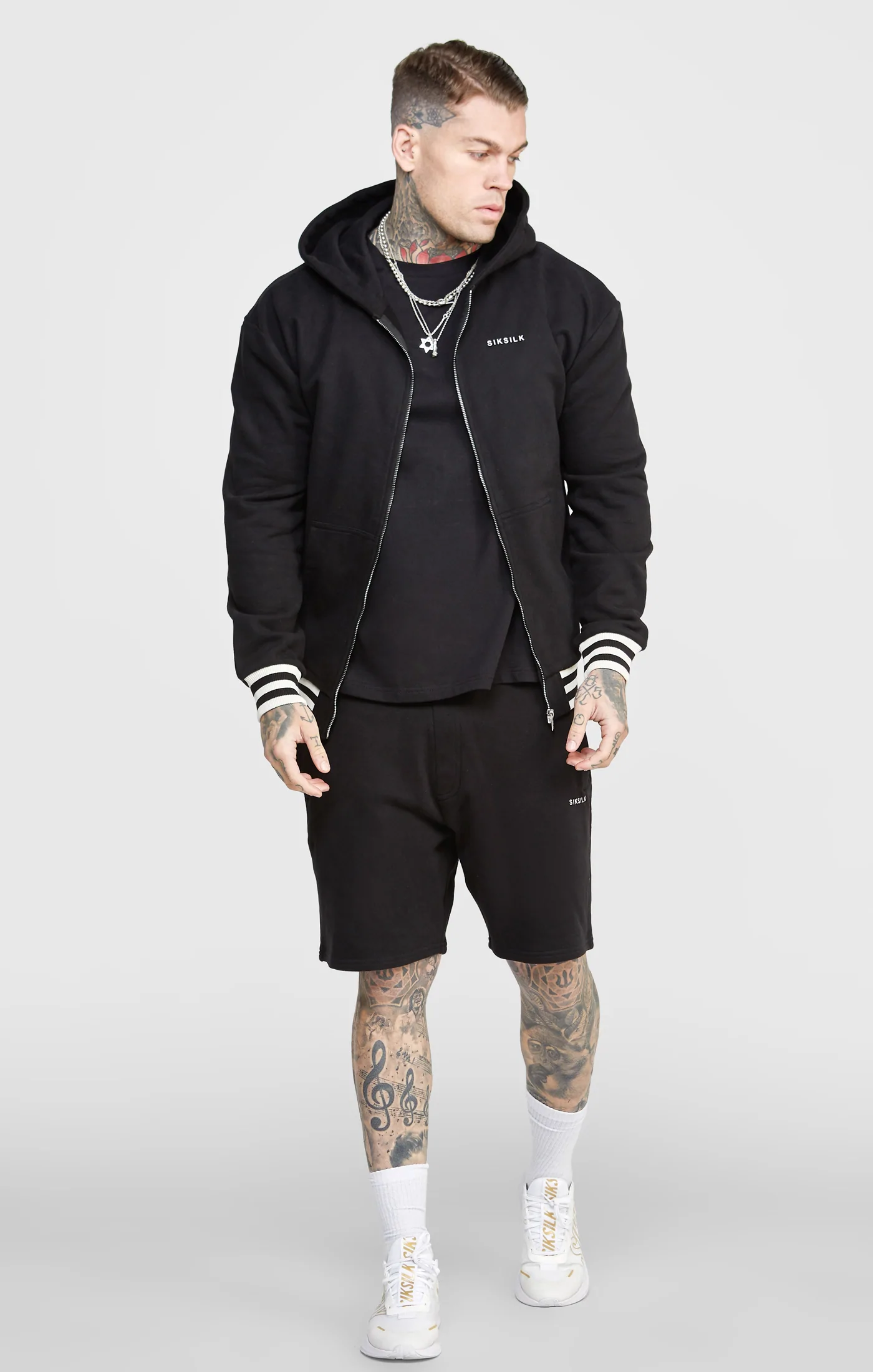 SikSilk Black Back Logo Zip-Thru Hoodie SS-24060