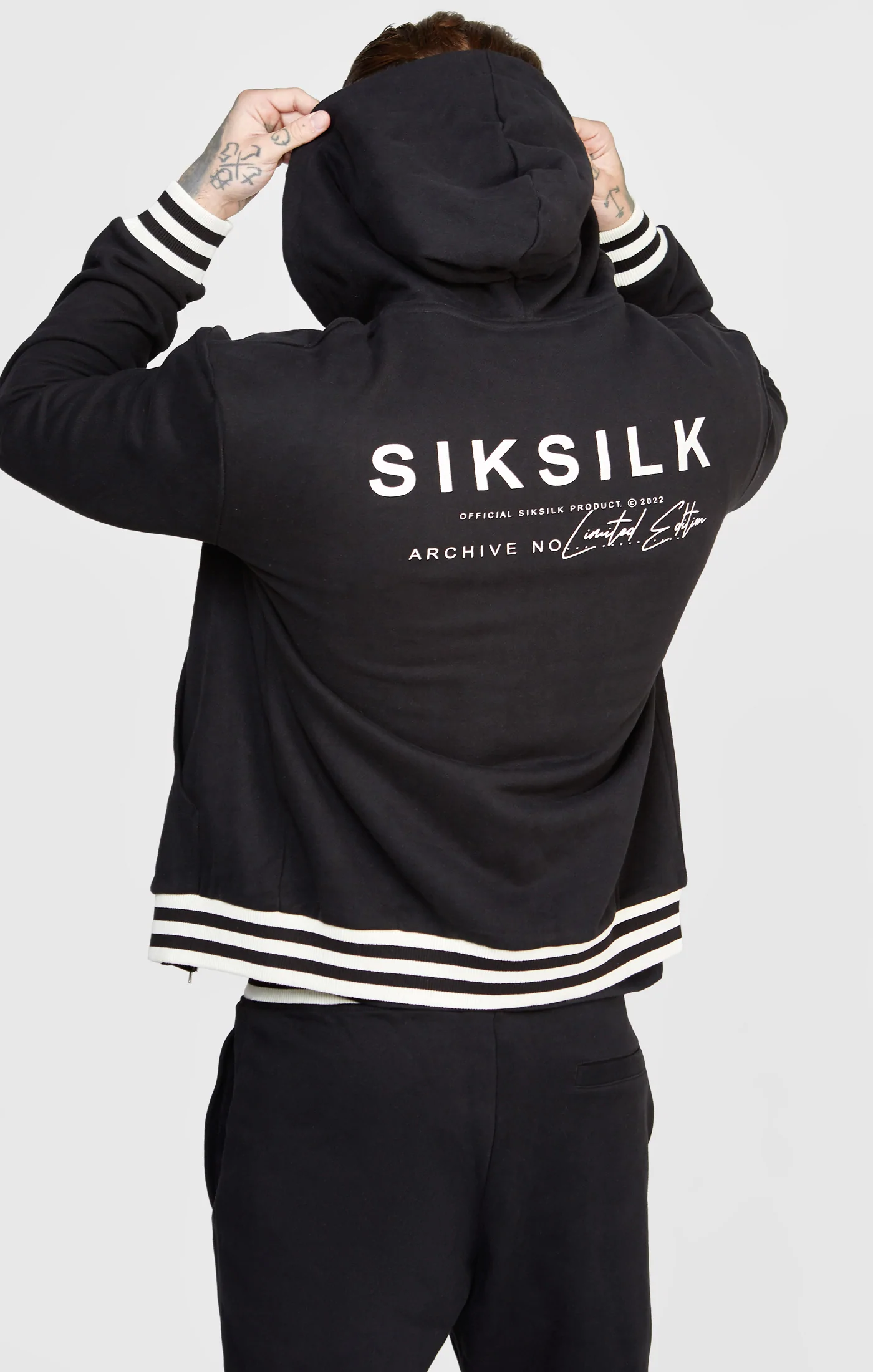 SikSilk Black Back Logo Zip-Thru Hoodie SS-24060