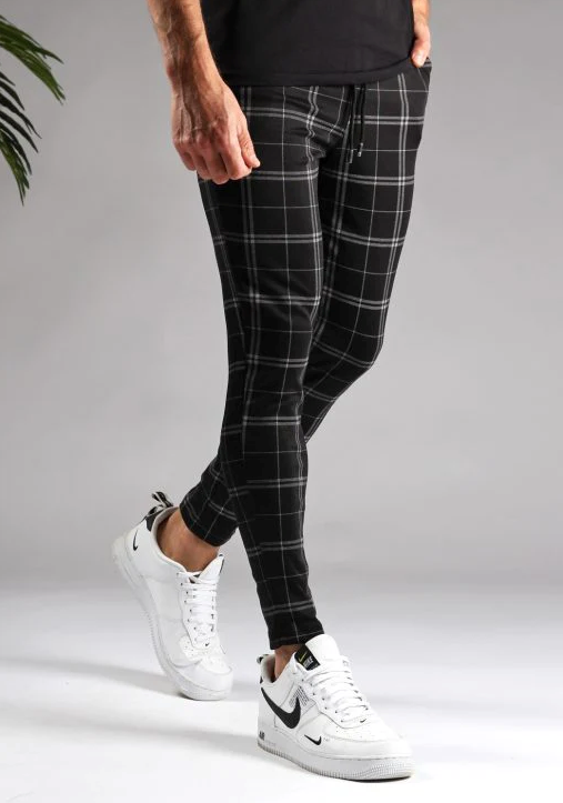 Chino Φόρμα OEM Laticeblack Μαύρο Καρό skinny fit
