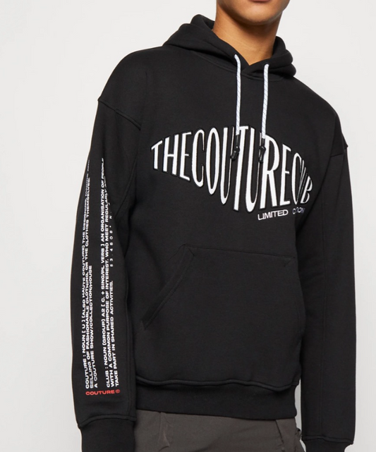 The Couture Club Oversized Front Print Hoodie Black TCCMAW22-119
