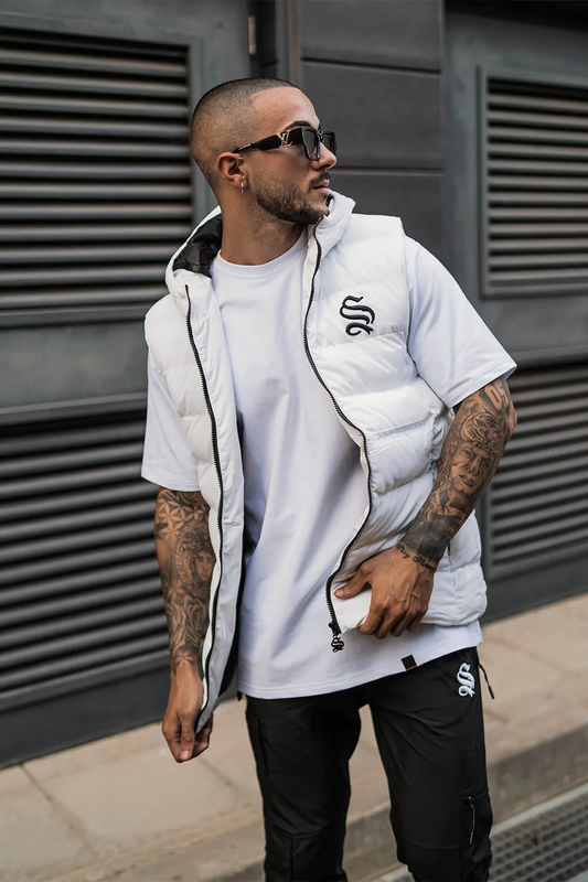 Sinners Attire Tape Tech Gilet - White SIN3471