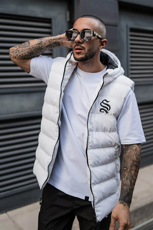 Sinners Attire Tape Tech Gilet - White SIN3471