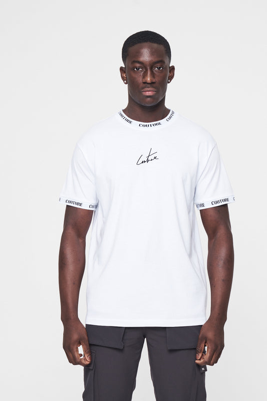 The Couture Club Jacquard Branded Reg Fit T-Shirt - White TCCMAW22-100