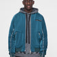 The Couture Club Essentials Satin Zipped Ruched Bomber Jacket - Blue TCCMAW22-124