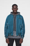 The Couture Club Essentials Satin Zipped Ruched Bomber Jacket - Blue TCCMAW22-124