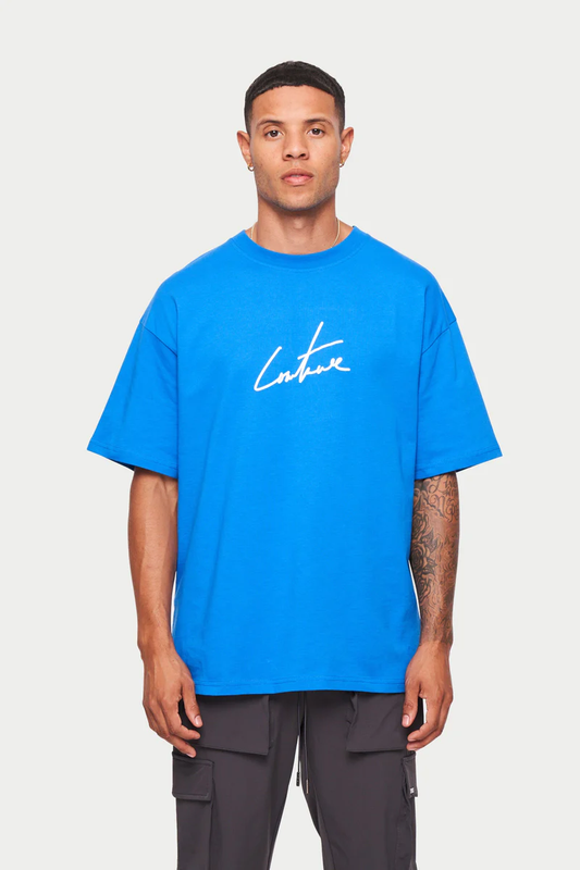 The Couture Club Puff Print Signature relaxed Fit T-Shirt - Blue TCCMAW22-87