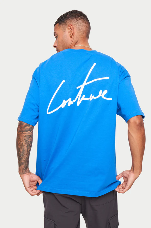 The Couture Club Puff Print Signature relaxed Fit T-Shirt - Blue TCCMAW22-87