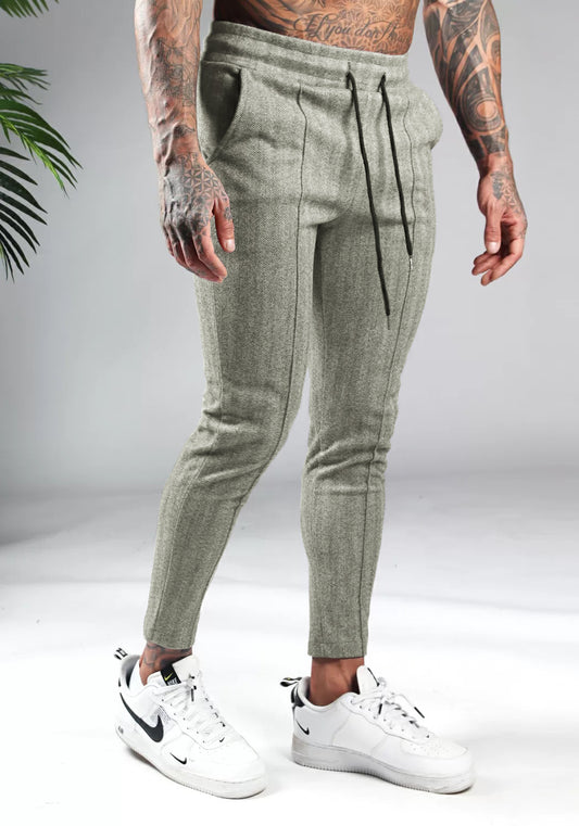 Chino Φόρμα OEM Comfy Μπέζ Ριγέ slim fit