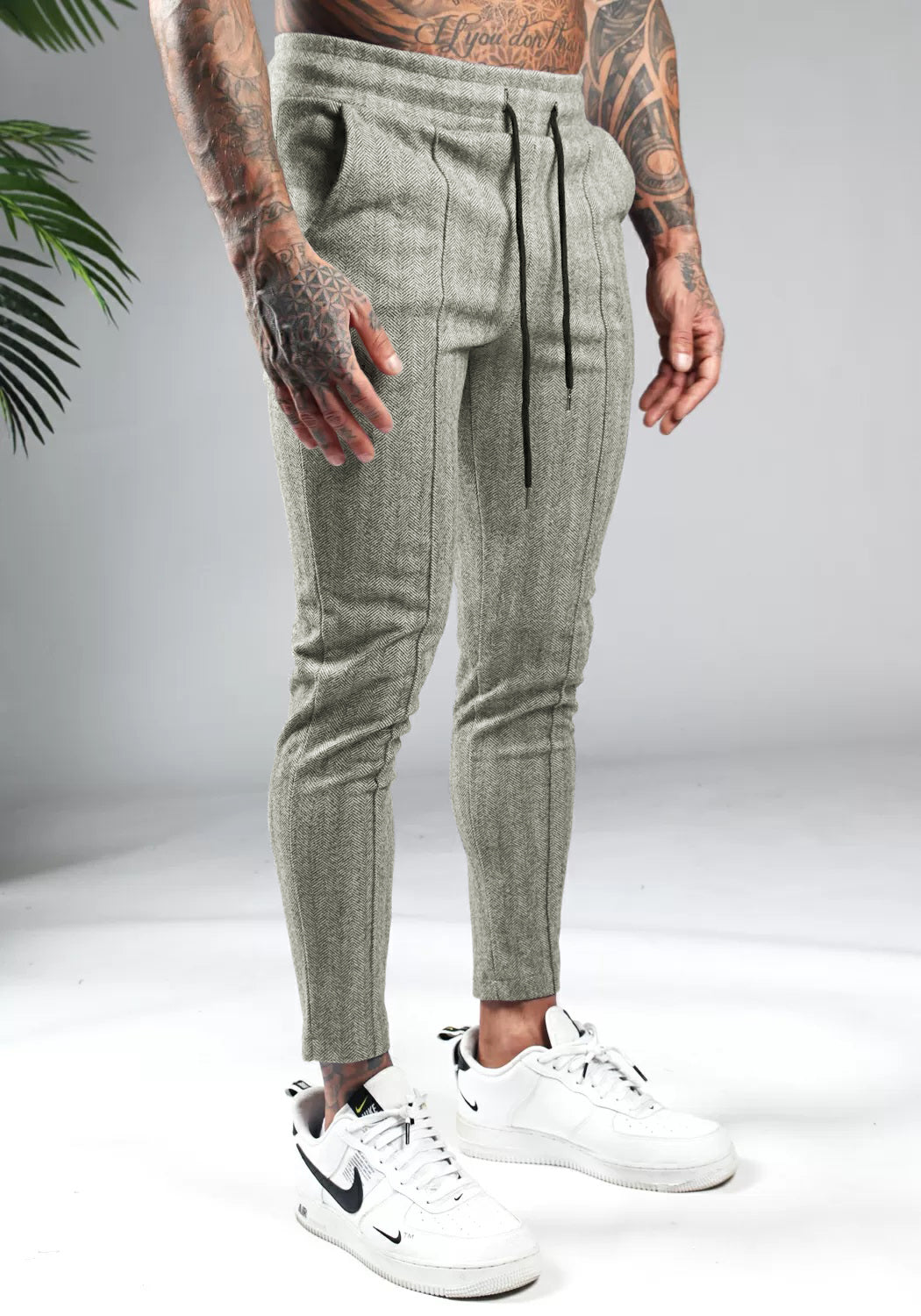 Chino Φόρμα OEM Comfy Μπέζ Ριγέ slim fit